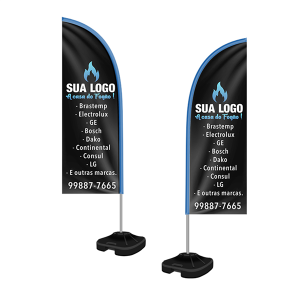 Wind Banner Tecido Oxford Bandeira no Tamanho de 220x70cm 4x0  Estampada Base + Haste + Tecido